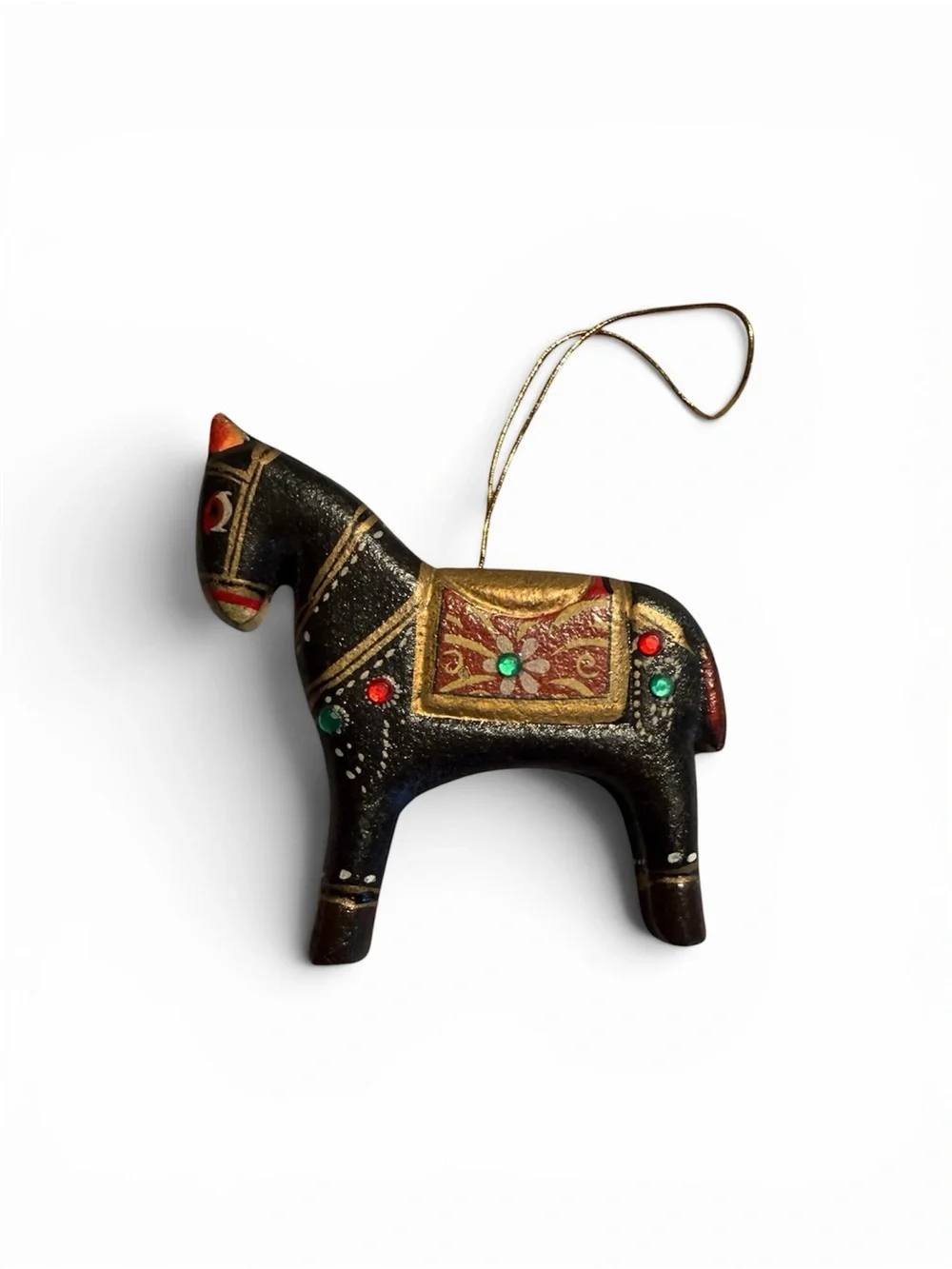 Hand Painted Assorted Dala Horses Wood Folk Art Candle Holder Sweden Norway Red